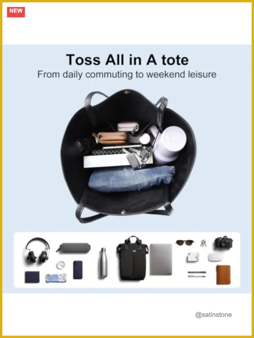 Large Vegan Leather Tote Bag Work Travel 25L Women Handbag Weekender